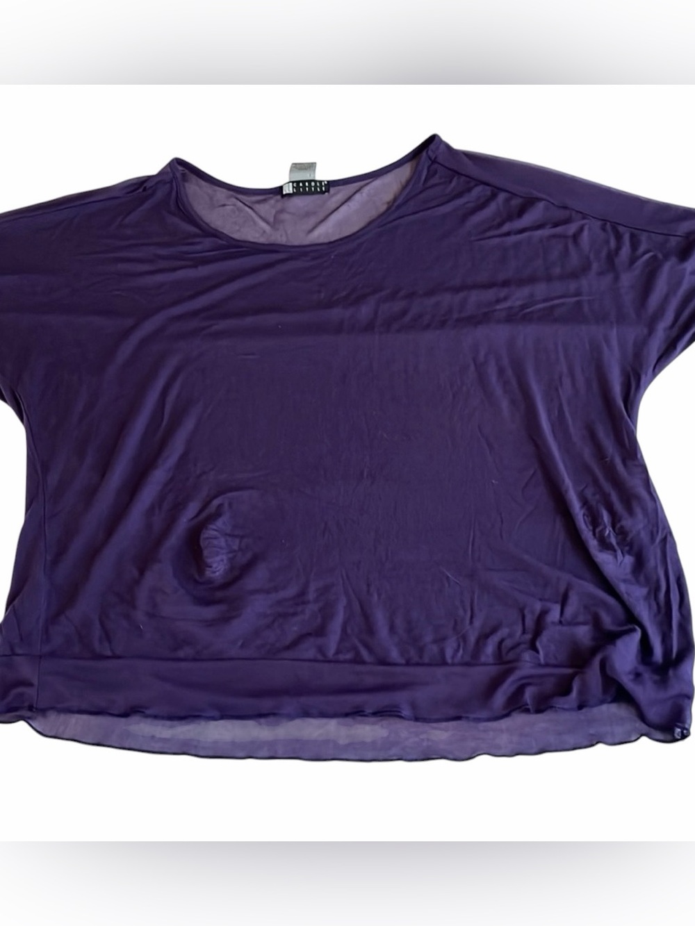Carole Little size XL purple super soft tee semi sheer upper neckline